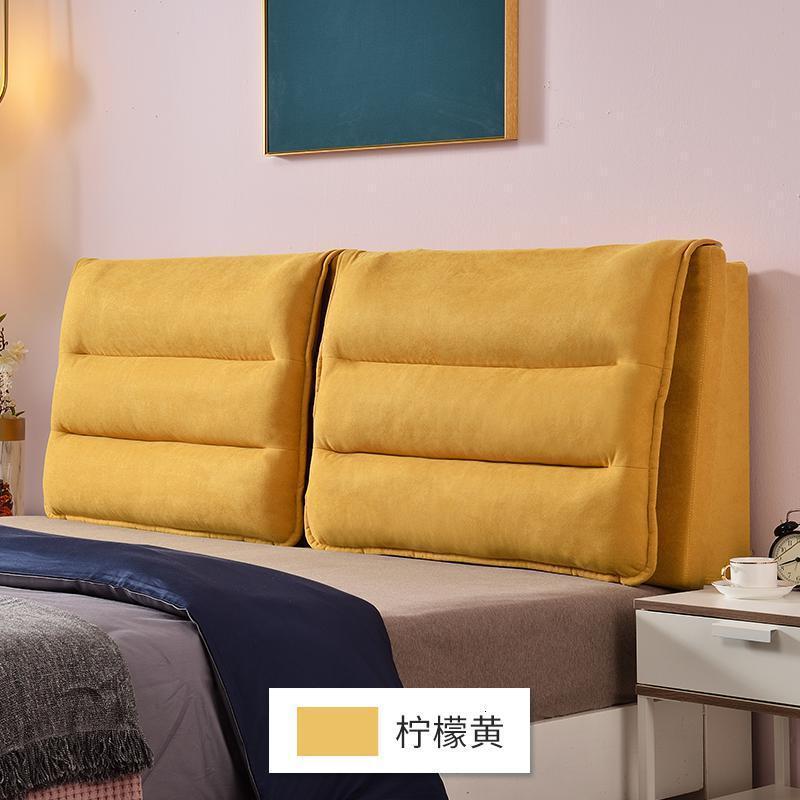 家柏饰(CORATED)轻奢床头靠垫大靠背布艺榻榻米床头板软包靠枕床头罩套定制 柠檬黄 长120*高60cm