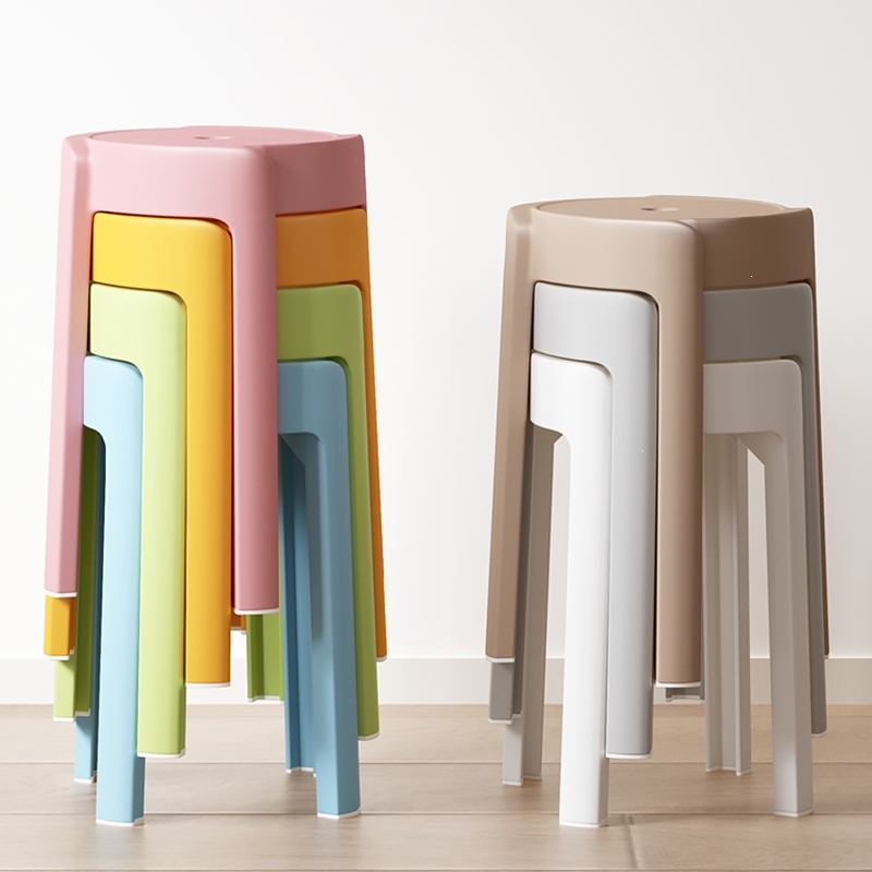 聚宸兴塑料凳子家用可叠放加厚高板凳出租房餐桌备用风车圆胶凳简易