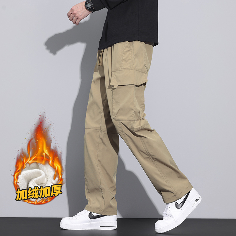 常规加绒可选裤子男士加绒冬季北方保暖防寒休闲工装裤男高清大图