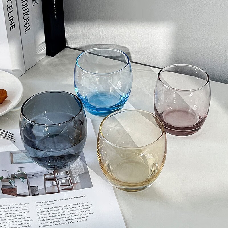 千里谷KLG-SKB01 ins风玻璃漱口杯290ml (计价单位:个)蓝色/玫瑰色/灰色/淡黄色高清大图