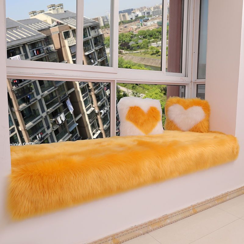 北欧长毛绒加厚飘窗垫窗台垫防滑阳台坐垫卧室沙发垫仿羊毛可定做