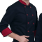 厨师工作服长袖黑色款+黑色贝雷帽(M L XL 2XL 3XL 4XL)