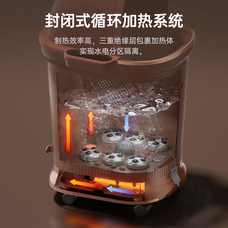 荣事达泡脚桶足浴盆全自动按摩泡脚盆恒温加热高深桶过膝洗脚盆送男女朋友父母老人礼物 [72CM高桶]1200W大功率高清大图
