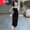 YIBUSHENG法式小众缎面吊带裙女季钉珠开叉气质连衣裙纯欲收腰修身包臀裙