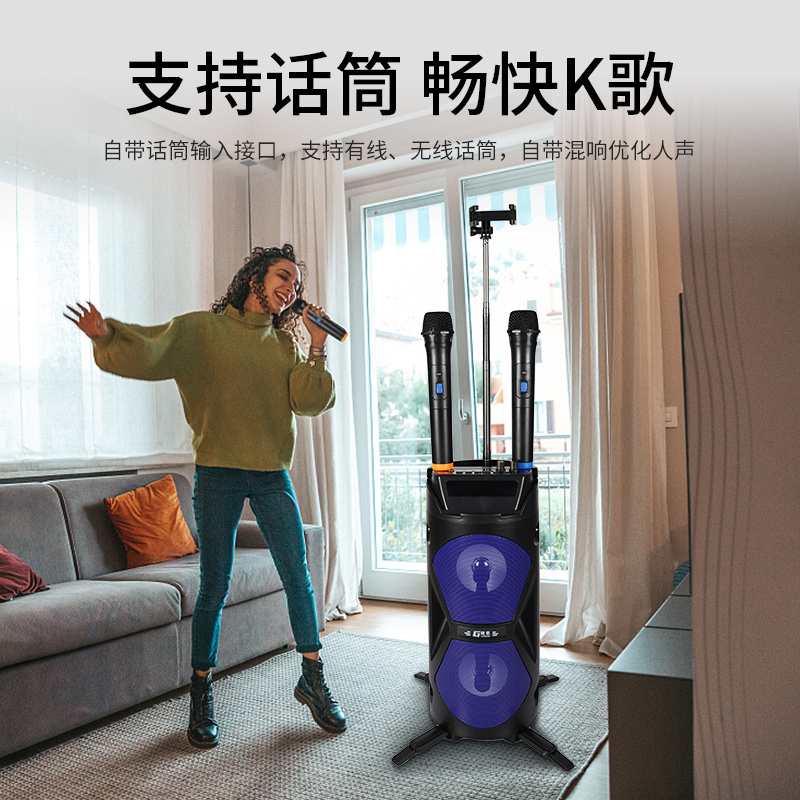 XIRCOM 捷讯XC-M10含支架麦克风多功能无线蓝牙音箱 黑(台)