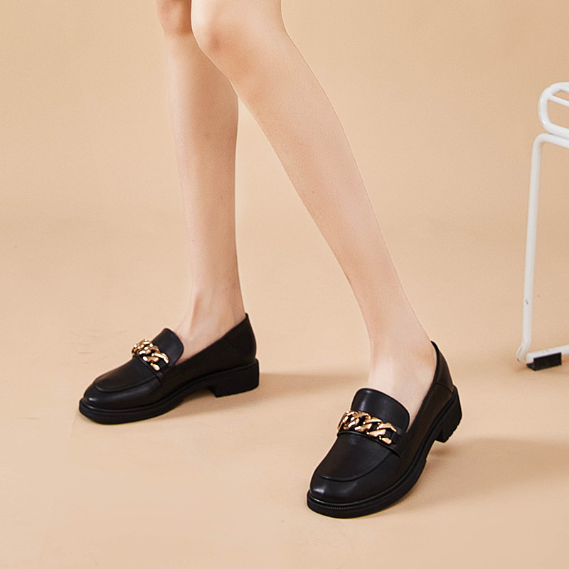 城新款平底乐福鞋女鞋软皮单鞋春秋季百搭一脚蹬英伦风小皮鞋平底单鞋