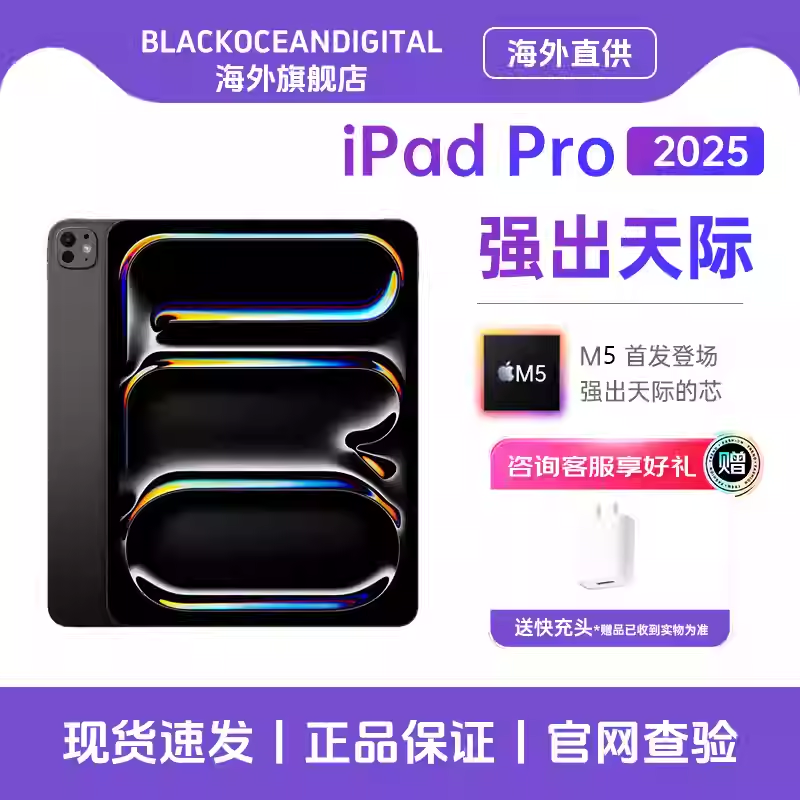 Apple/苹果 iPad Pro 2025款 11英寸 深空黑色 256GB M5芯片正品 苹果平板电脑设计游戏 资源机国际版
