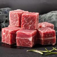 暖男厨房安格斯谷饲雪花牛肉粒120g*8袋原切无拼接