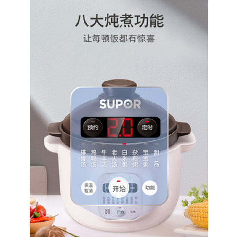 苏泊尔 SUPOR 电炖锅原矿紫陶煲汤锅煮粥锅燕窝炖盅bb煲微电脑智能控制 DG20YC815 2L高清大图