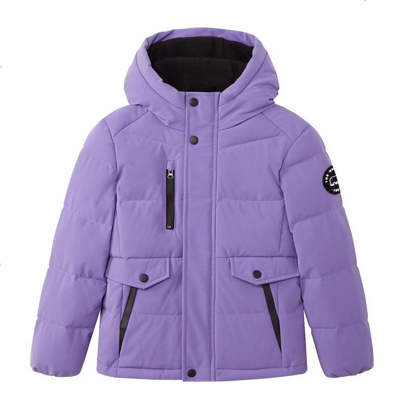 班尼路童装春秋冬新款男童羽绒服连帽女中大童加厚保暖外套视频