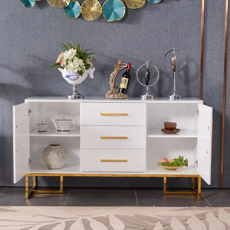 轻奢餐边柜简约后现代客厅餐厅边柜烤漆茶水柜多功能储物柜玄关柜高清大图