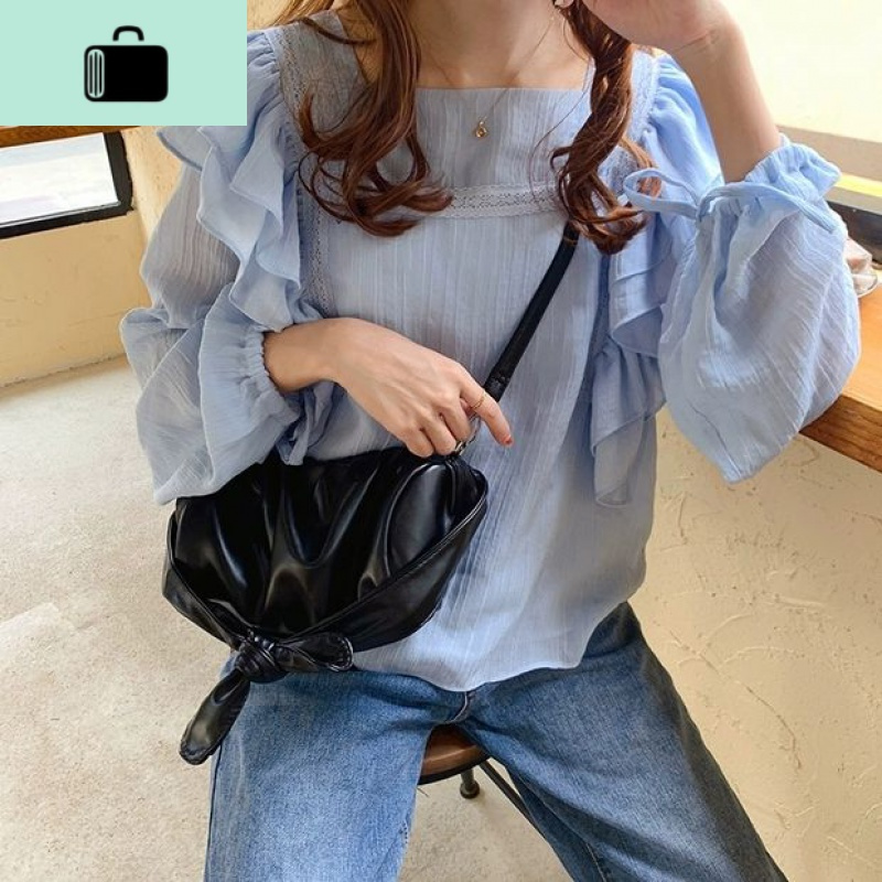 新上2020春夏新款韩版云朵包百搭款手提单肩斜挎饺子包女NEW LAKE女斜挎包