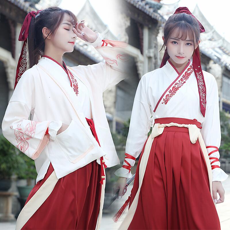 复古传统汉服绣花交领襦裙日常武侠风情侣装CP装团服套装男女班服fjq