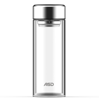 爱仕达(ASD)玻璃泡茶透明水杯家用办公圆柱分离双层高硅硼便携防烫耐热 RWB32B6J 320ml