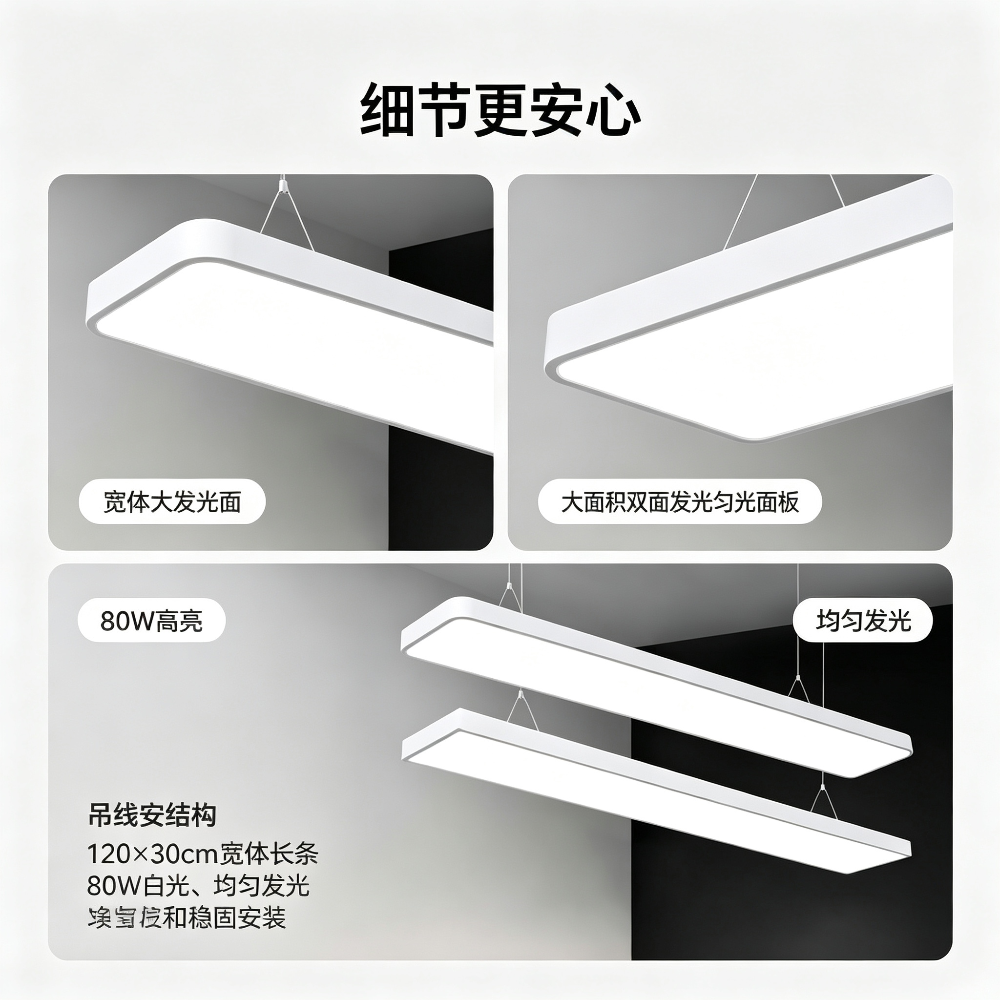 JOM嘉美照明 JOM-CT80W LED长条形灯 1200*300*40 单位:个 白色高清大图