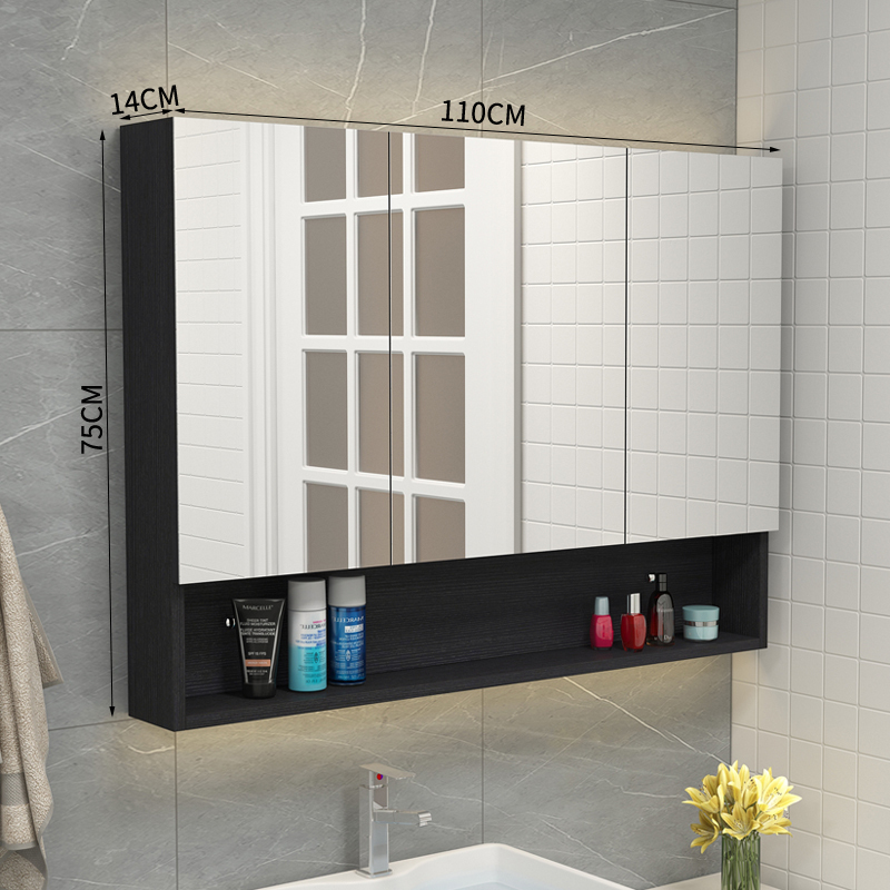 客北欧多层实木浴室镜柜防水现代简约卫生间防雾镜箱厕所壁挂镜子柜