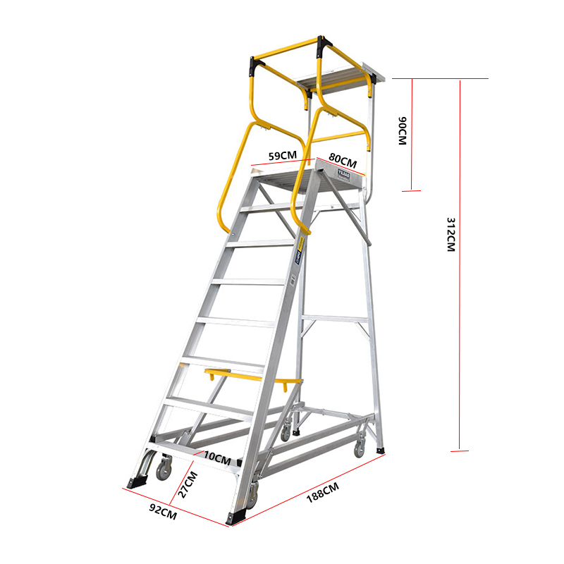 稳耐（WERNER) FS13596 八步3.1米工业梯 移动平台车大力神仓库仓储超市理货货架带锁轮