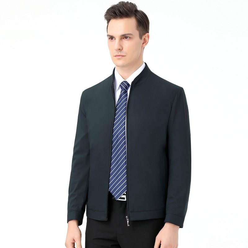 专柜正品劲霸男装春季新款夹克中年宽松爸爸翻领茄克外套男新款夹克男士翻领拉链款桑蚕丝茄克男纯色政务外套梦特娇金利来七匹狼 185/100A 8086墨绿