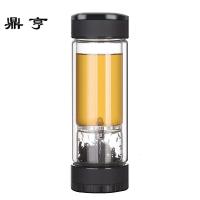 鼎亨茶水分离泡茶杯双层过滤玻璃杯子办公车载便携功夫茶道口杯