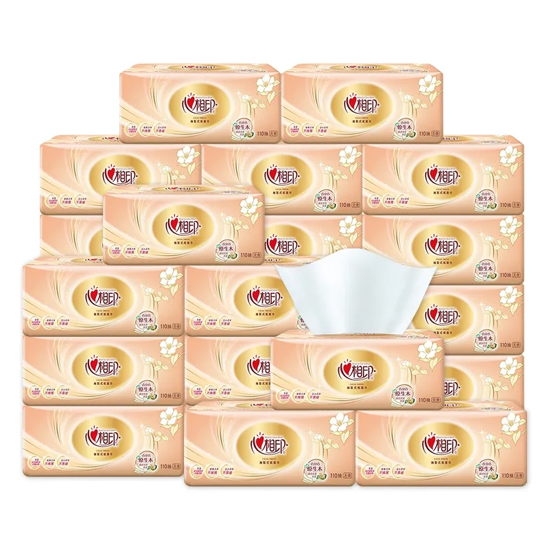 心相印 抽纸金装经典系列可湿水面巾纸XS码卫生纸DT55100 132*180mm 3层100抽24包整箱高清大图