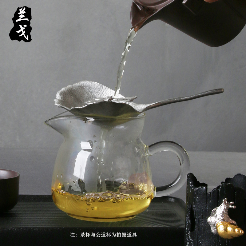 美帮汇功夫茶具套装家用茶滤合金茶漏茶道配件锡制茶叶过滤茶隔滤网高清大图