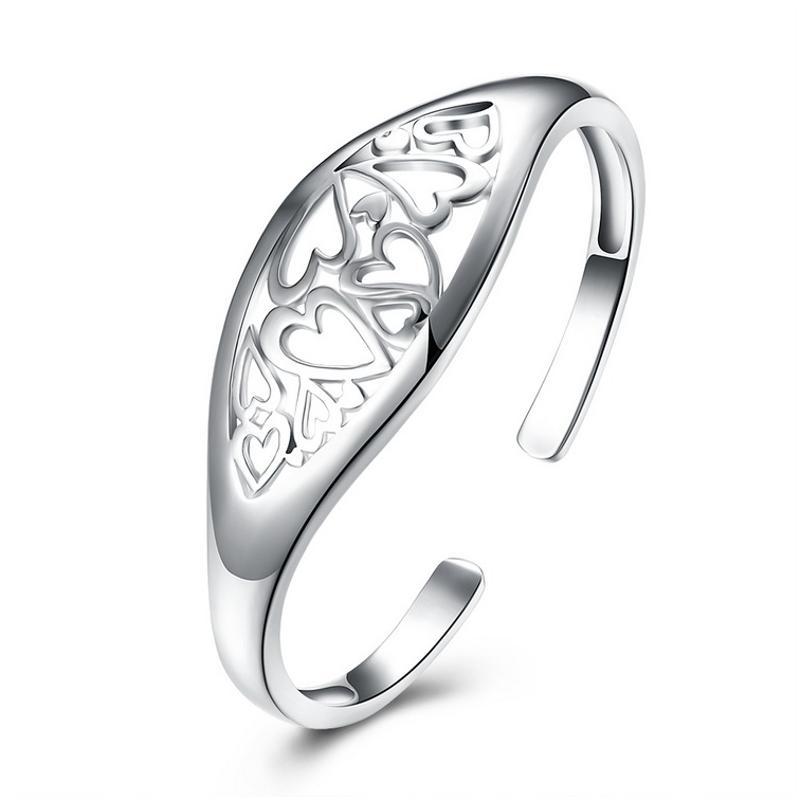 b260 fashion bracelet 日韩女开口手镯可节心相连镀925银首饰送女