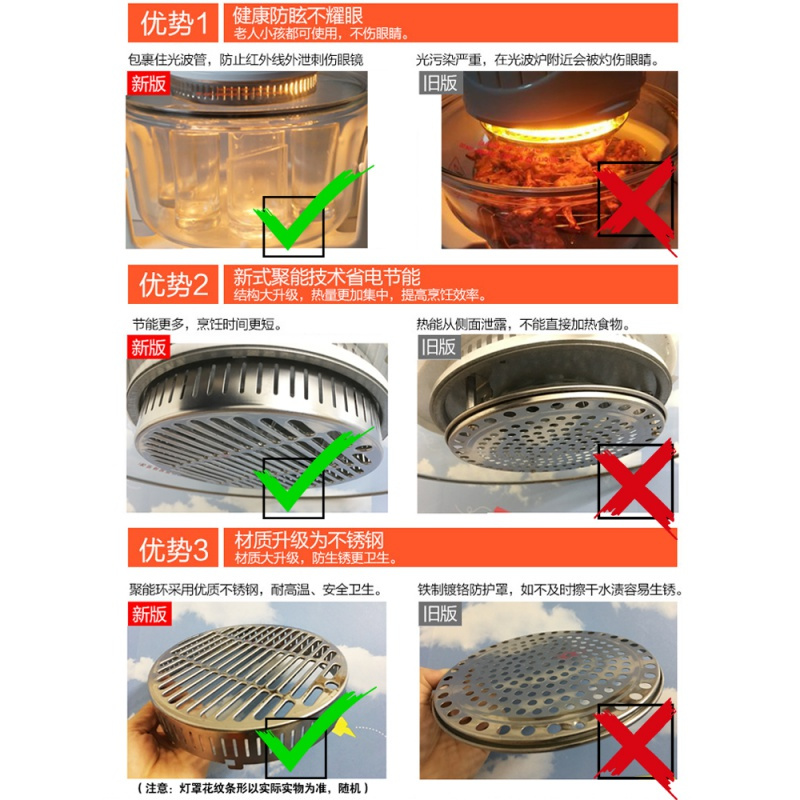 空气炸锅家用光波炉无油烘焙 法耐(FANAI)空气炉热波炉电炸锅多功能薯条机 微电脑款-12L高配