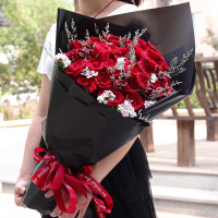 鼎卉鲜花33朵红玫瑰花束爆款，全国市区免费配送，送女友，送爱人生日表白、祝福、道歉【海誓山盟】33朵红玫瑰花束