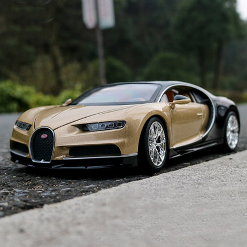 威利welly124布加迪chiron车模仿真跑车合金汽车模型摆件送生日香槟金