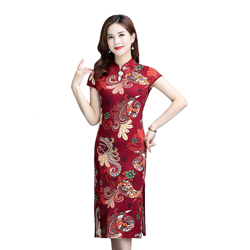 中老年人女夏装结婚宴礼服婚庆中年妈妈婆婆高贵婚礼旗袍连衣裙子
