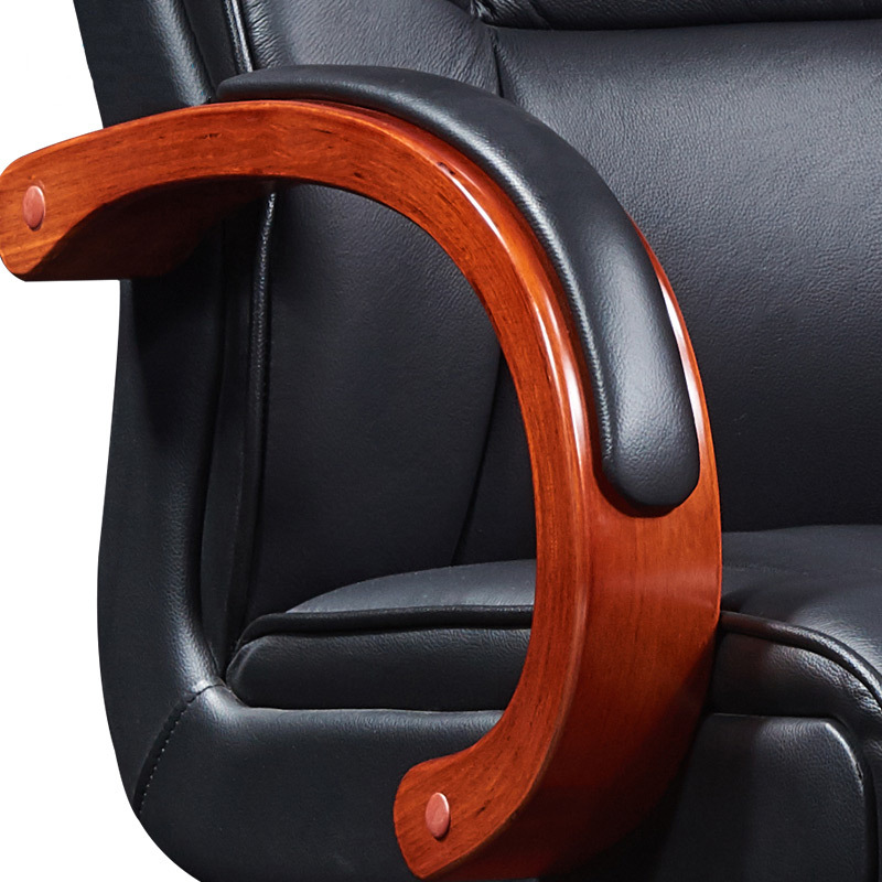 富和美(BNF)1012 办公家具办公椅皮椅子领导椅子老板椅大班椅实木黑色 黑色高清大图