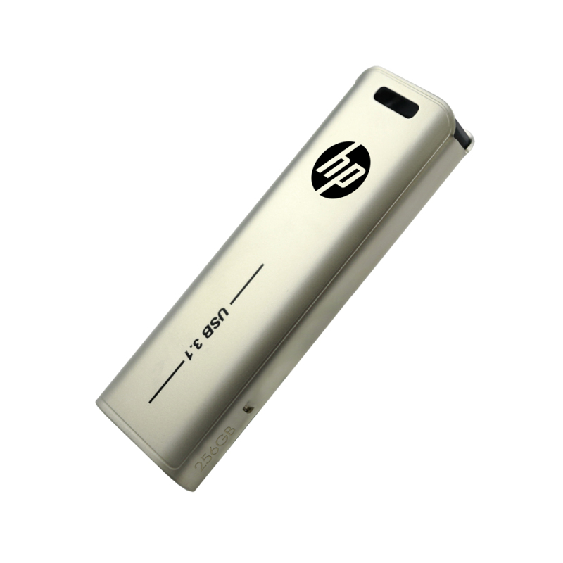 惠普(HP)USB3.1 U盘X796W 256GB 香槟金 可伸缩高速读写电脑车载两用 金属外壳