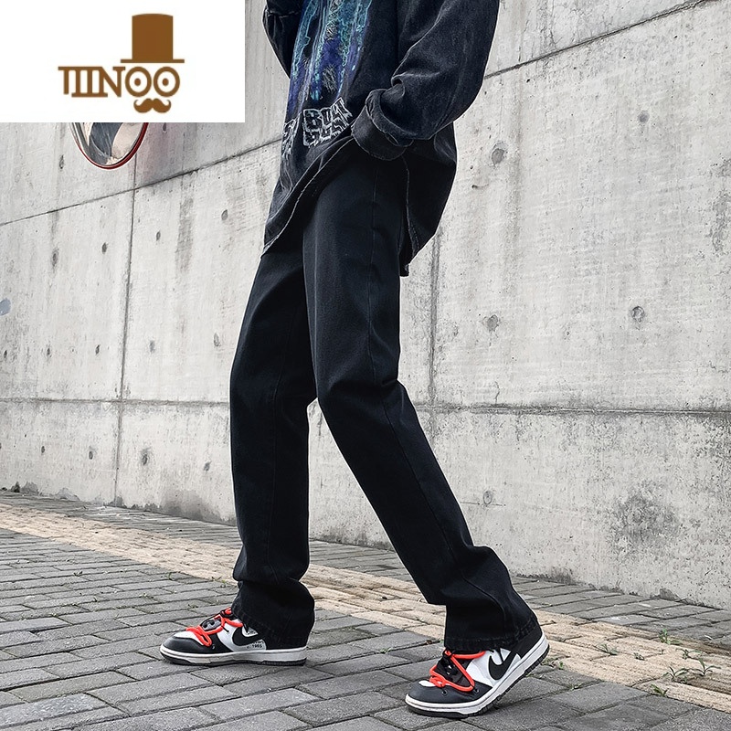 YANXU复古高街美式牛仔裤男士休闲长裤潮牌宽松夏季直筒裤子男款款高清大图