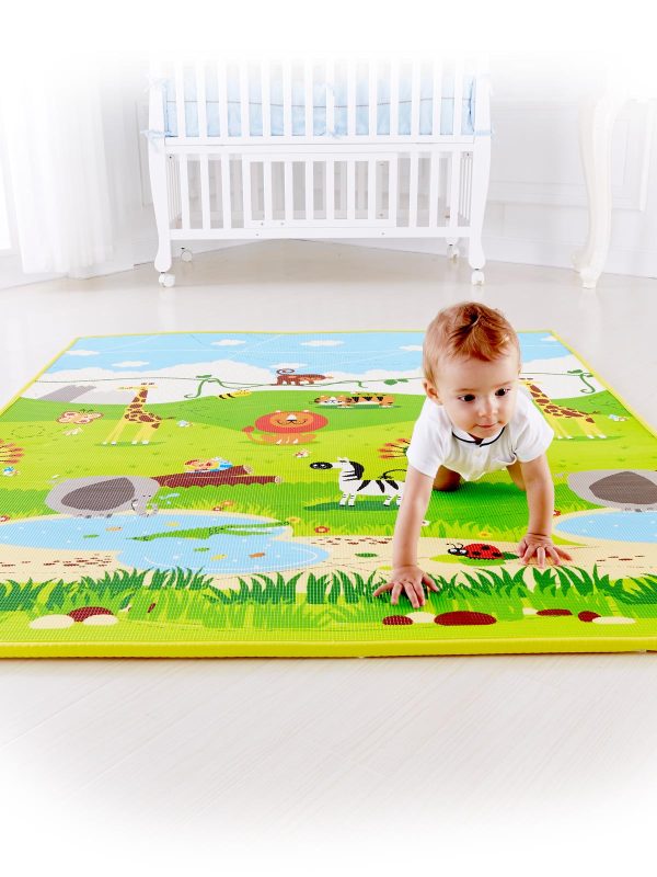 Hape丛林动物爬行厚垫小号180x150x2cm加厚婴幼客厅XPE材质2cm儿童环保双面爬爬垫爬行垫男孩女孩玩具高清大图