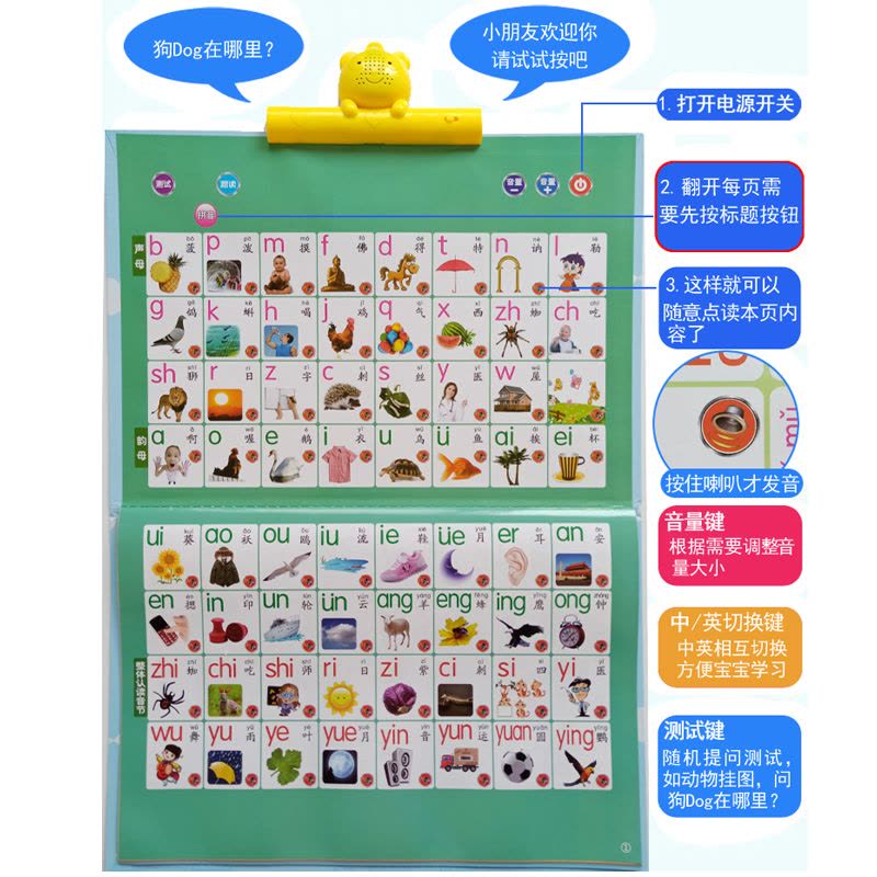 【全套15张充电版】儿童有声挂图早教发声挂图0-3岁-6岁充电版幼儿宝宝启蒙语音婴儿拼音字母表认字识字墙贴点读学习机玩具图片