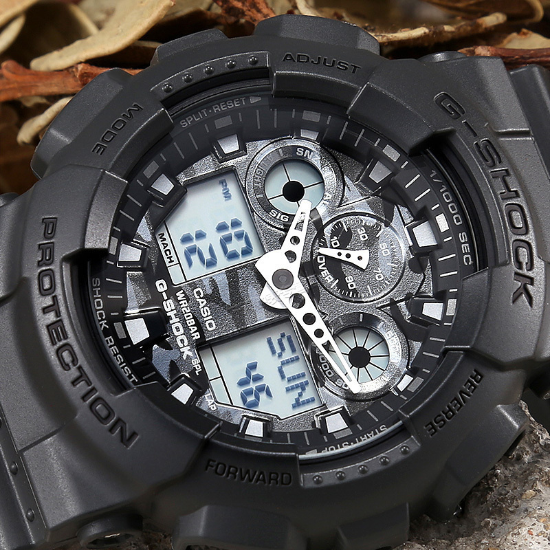 卡西欧(CASIO)G-SHOCK系列男士手表 日韩品牌自动背光迷彩风限量大表盘时尚电子双显防水男表