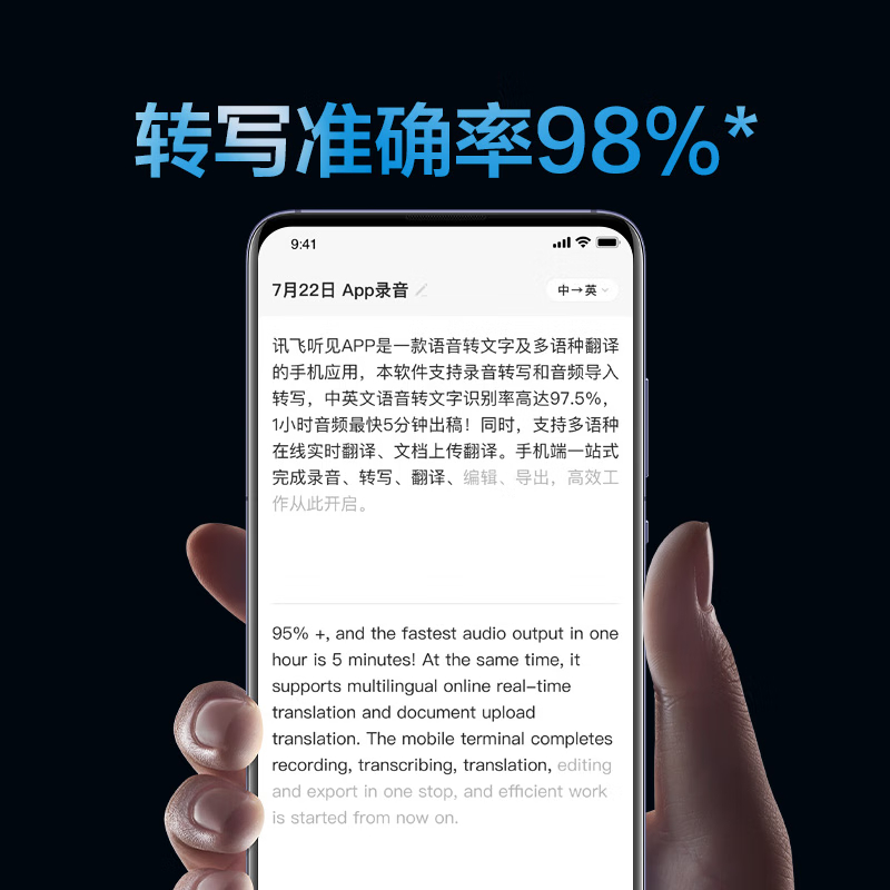 科大讯飞智能录音笔H1 Pro 转写助手 32G 专业高清降噪 会议录音转文字 录音笔 实时翻译高清大图