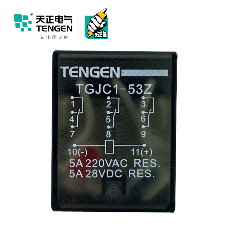 天正电气 TGJC1 小型 5A 3Z 不带灯 220VAC 340040400050 中间继电器