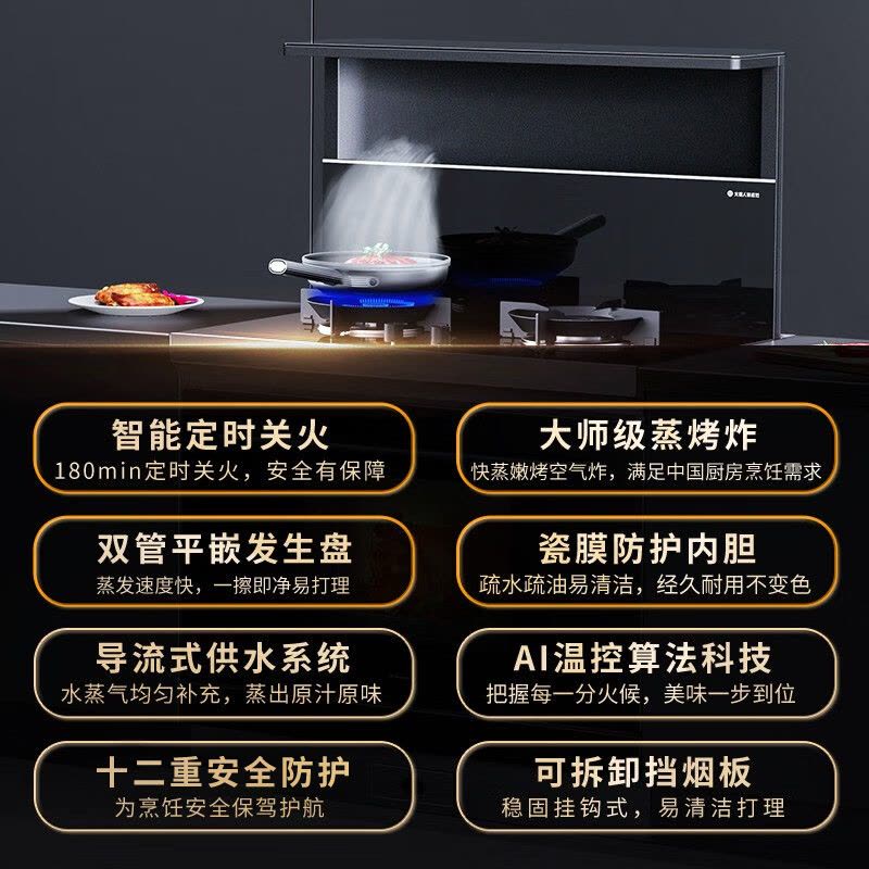 [热卖新品]火星人集成灶ET25BC液化气 左排烟 蒸烤炸一体集成灶图片