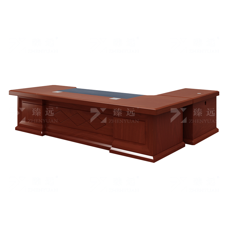 臻远 ZY-DBT-1 油漆家具老板桌大班台办公桌主管经理桌含副柜3.2米高清大图