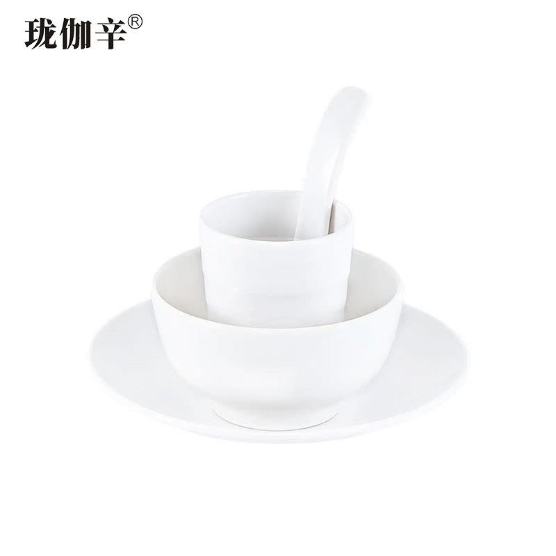 珑伽辛 耐高温密胺餐具浅盘小碗小勺杯子 四件套/套图片