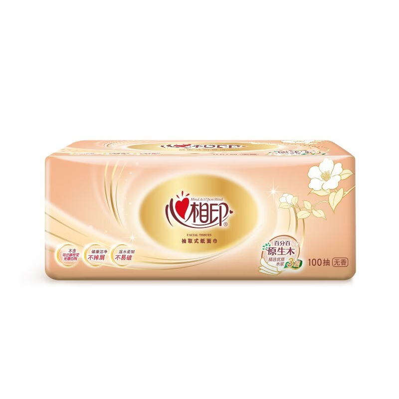 心相印 DT55100(箱装)心相印金装经典系列24包100抽3层塑装纸面巾高清大图