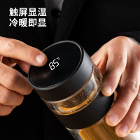 炊大皇(COOKER KING)智能玻璃杯 温显双层茶水分离杯300ml 男女通用轻巧便携创意高硼硅水杯ZM30A