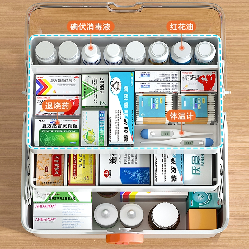 阿斯卡利ascari药箱家庭装家用医药箱医疗箱大号药盒大容量药品收纳箱
