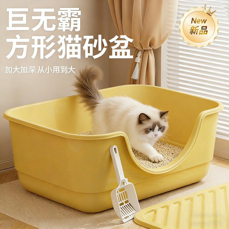 CCKO猫砂盆防外溅半封闭开放式宠物用品猫舍猫厕所 黑灰色小号 赠猫沙铲高清大图