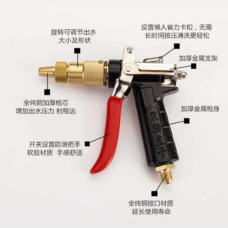 加厚型全铜洗车机高压水枪喷头适用黑猫280/380/55/58清洗机配件