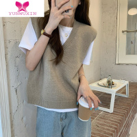 YUNWUXINV领毛衣背心针织马甲女新款2022外搭日系宽松慵懒风毛线叠穿马夹