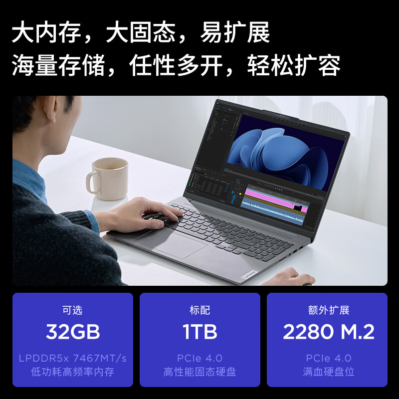 联想(Lenovo)小新Pro16 2024 AI超能16英寸轻薄笔记本电脑 英特尔酷睿Ultra5 125H 16G 1T 2.5K 120Hz护眼办公学生设计游戏高清大图