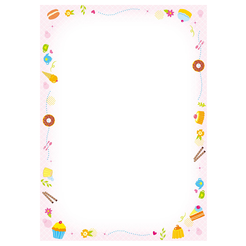 带花纹卡通图案彩色花边小学生用品创意小清新50张|甜点