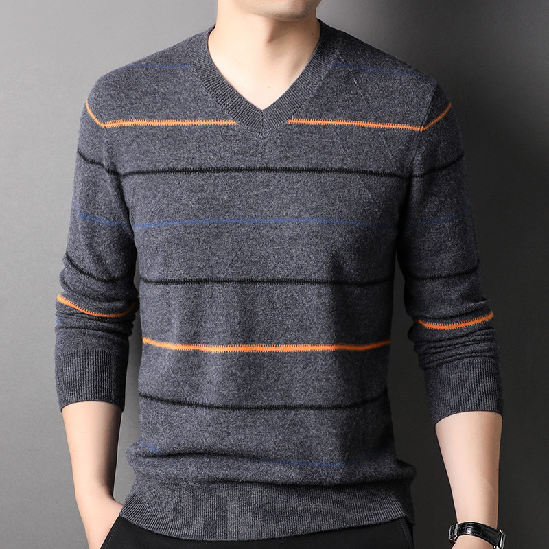 羊绒圆领针织羊毛衫中年毛衣男大码品牌毛衣男商务休闲大码毛线衣正品